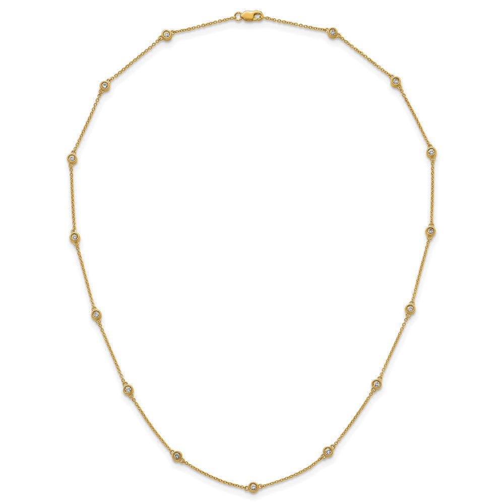 14k Complete 1/2 carat Bezel-set Diamond and Cable Chain 15-Station 18 inch Necklace