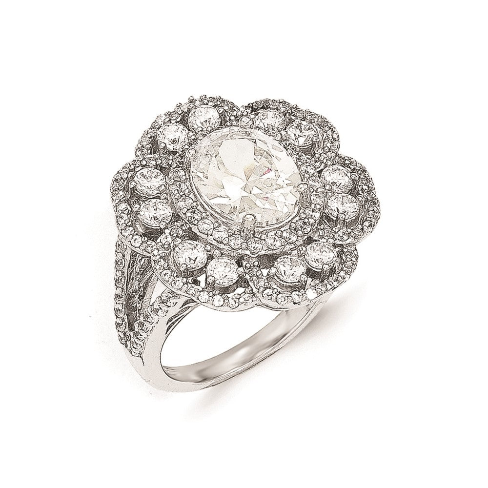 Cheryl M Sterling Silver AAA CZ Flower Ring