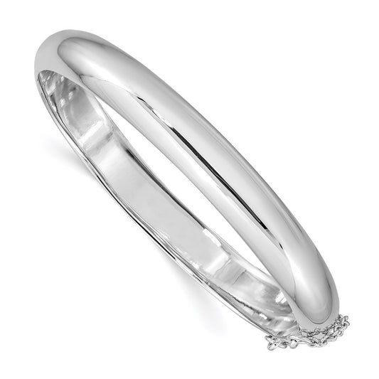 Sterling Silver Rhodium-plated 9.00mm Fancy Hinged Bangle Bracelet 7.5 inches