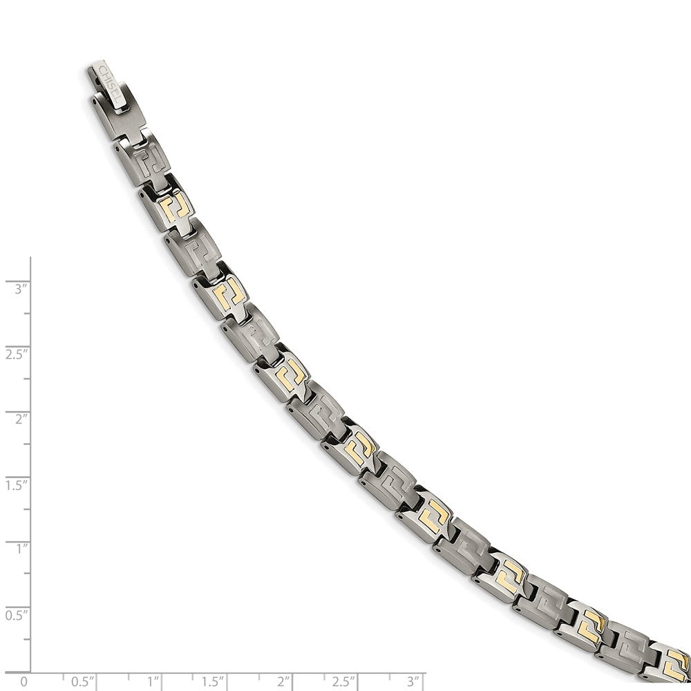 Titanium w/14k Inlay Brushed and Polished 8.5in Bracelet 8.5 inches