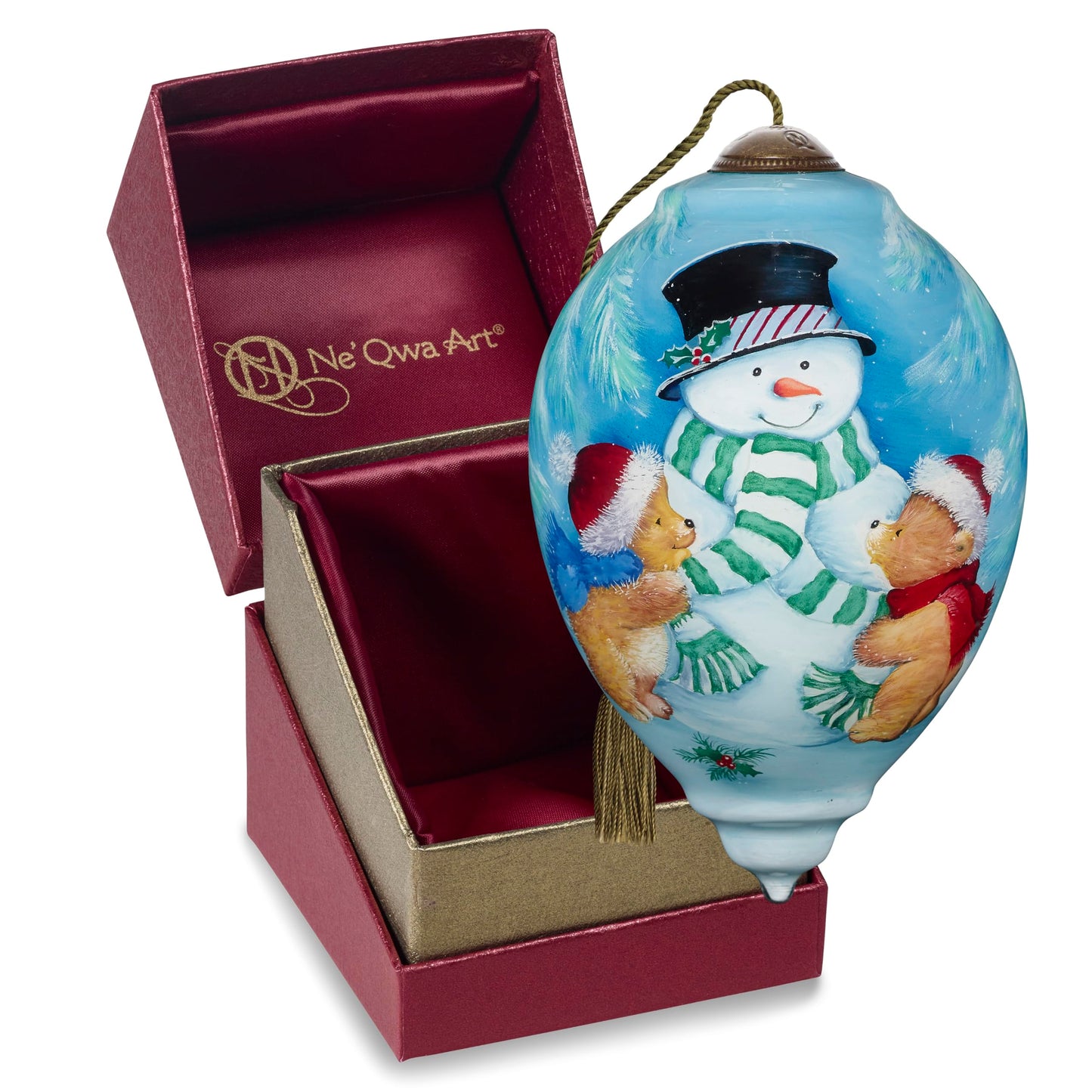 Neqwa Art Peppermint Wonderland by Nicole Tamarin Hand-painted Glass Ornament