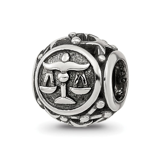 Sterling Silver Reflections Antiqued Zodiac Libra Bead
