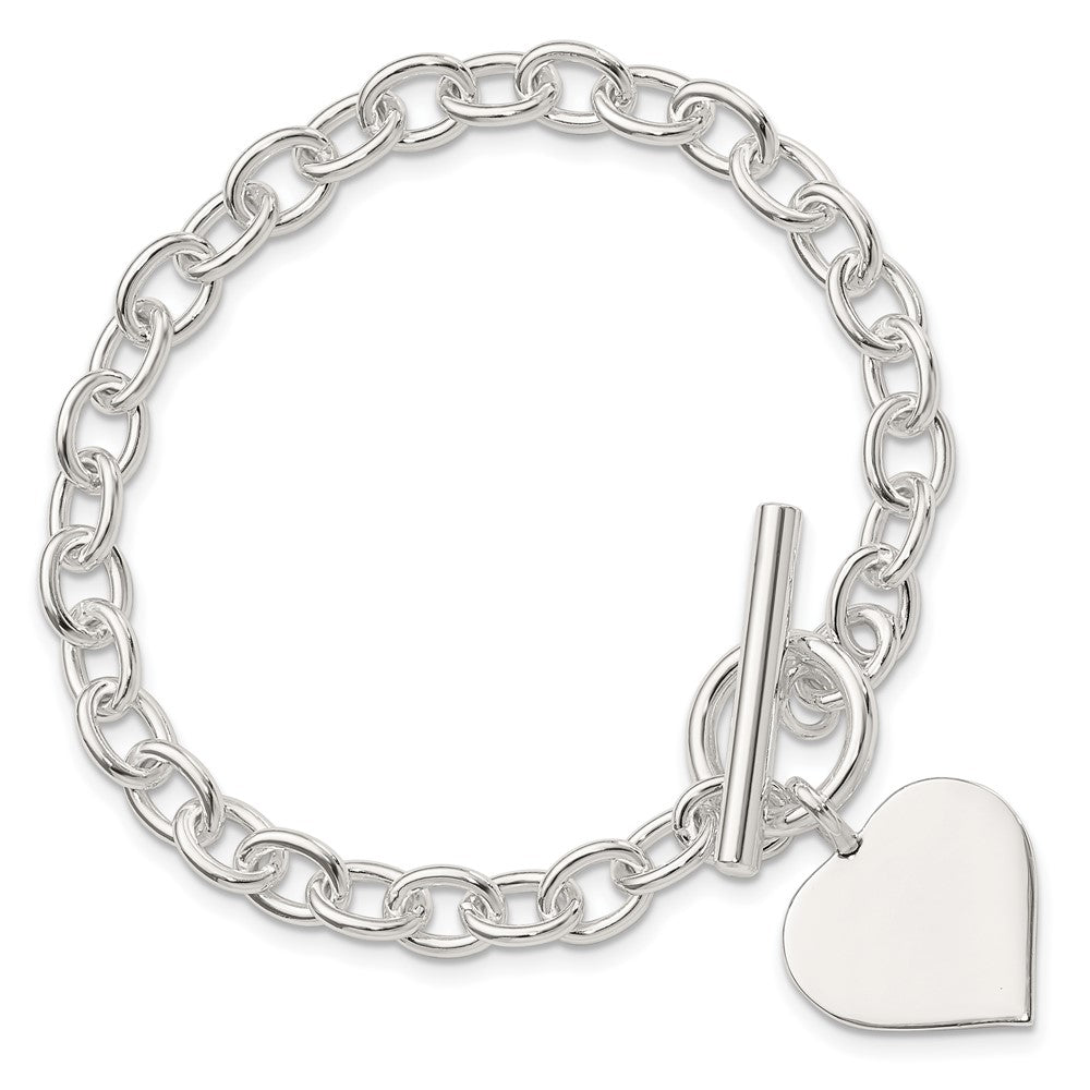 Sterling Silver Engraveable Heart Bracelet 7.5 inches