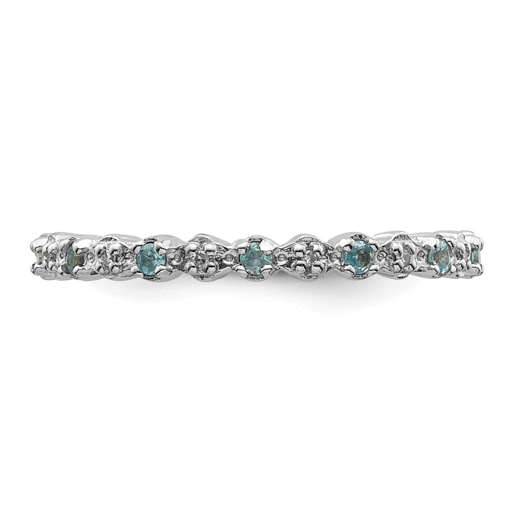 Sterling Silver Stackable Expressions Blue Topaz & Diamond Ring Size -7