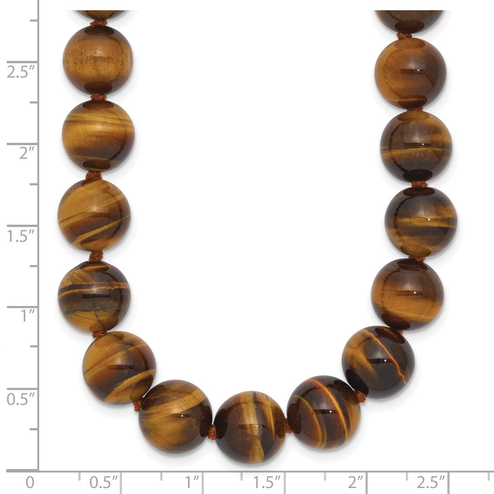 10-10.5mm Smooth Beaded Tiger Eye Necklace w/Sterling S.RH Clasp 18 Inches