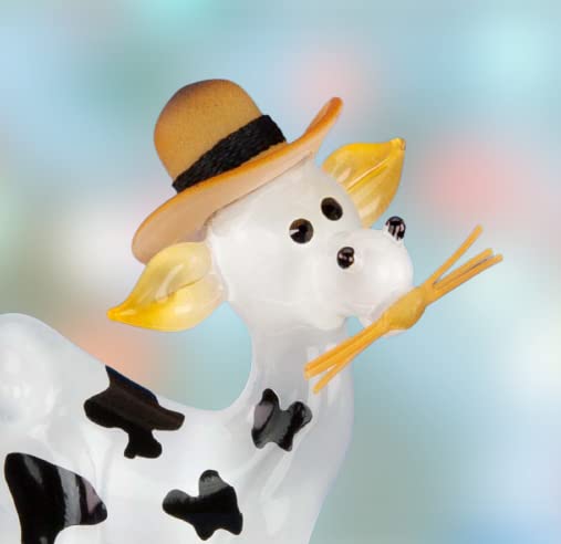 Glass Baron Lola Cow Wearing Hat Handcrafted Glass Figurine