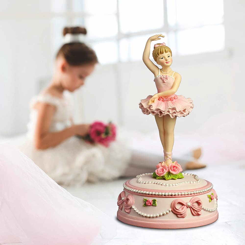 San Francisco Music Box Ballerina and Bows (Plays Dance Ballerina Dance) Rotating Resin Figurine QGM22027