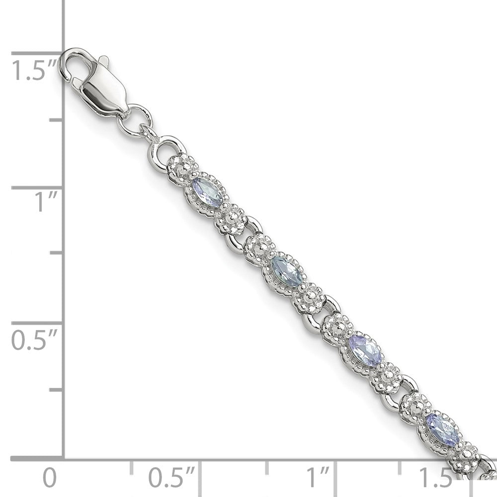 Sterling Silver Rhodium-plated Polished Tanzanite 7.5 inch Bracelet 7.5 inches