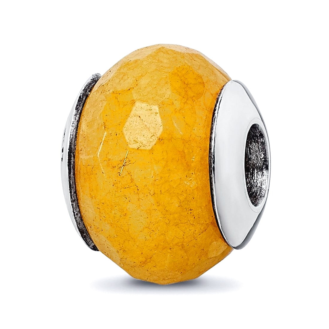Sterling Silver Reflections Yellow Quartz Stone Bead