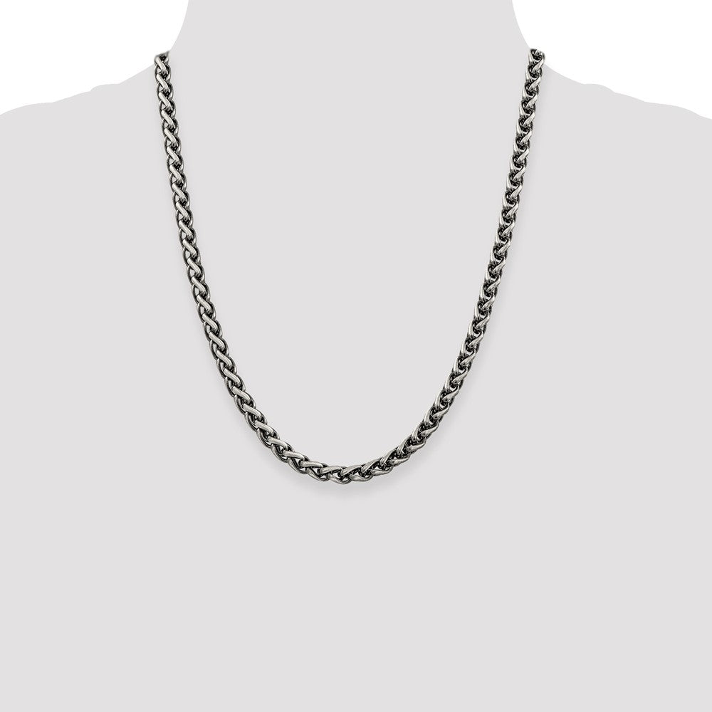 Sterling Silver Antiqued 6mm Round Spiga Chain 22 Inches