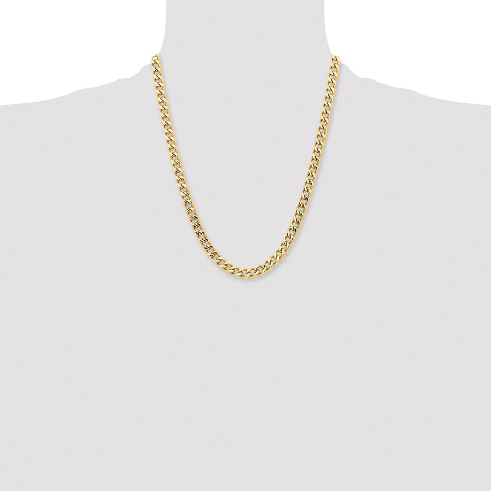 Stainless Steel Polished Yellow IP-plated 7.5mm 22in Curb Chain