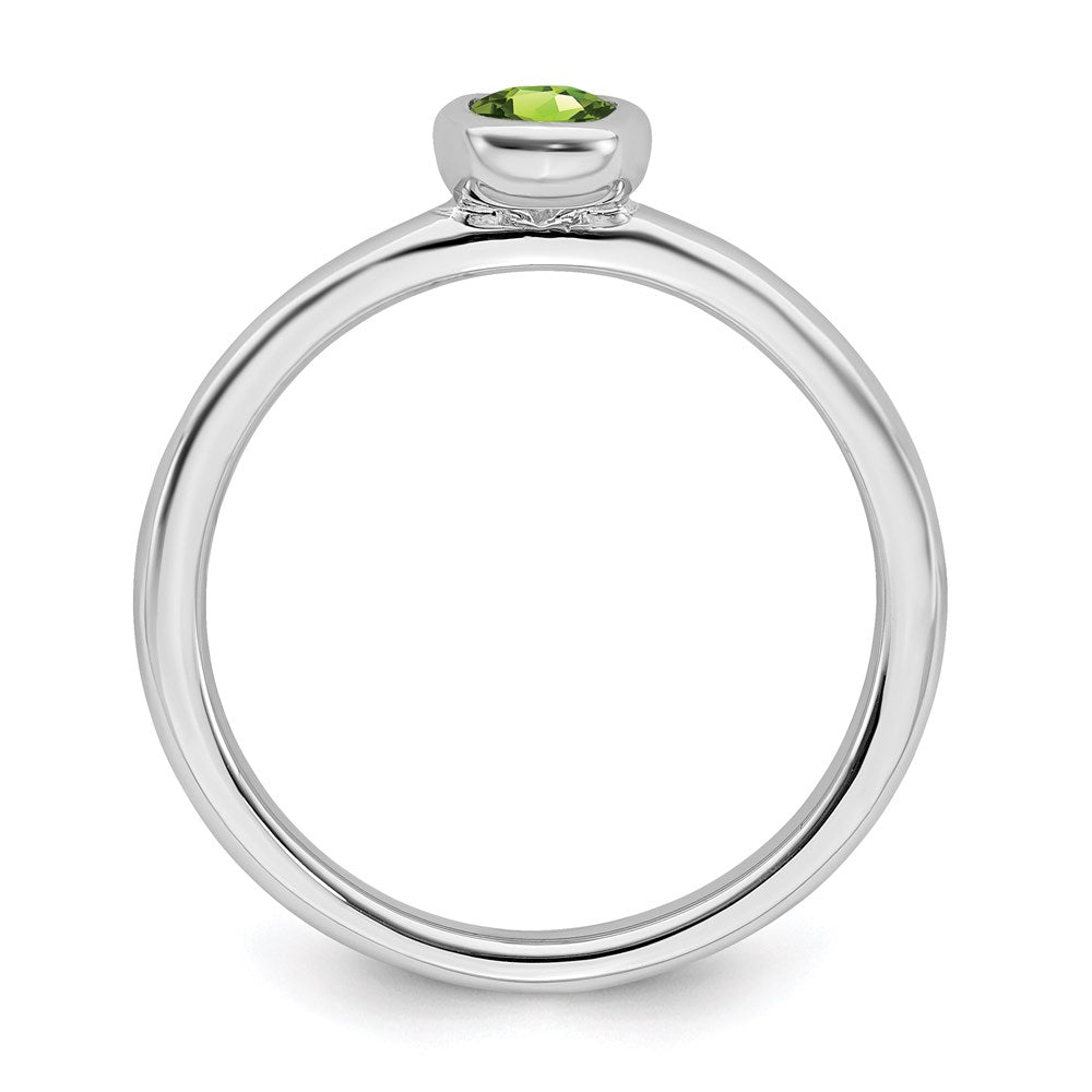 Sterling Silver Stackable Expressions Oval Peridot Ring Size -6