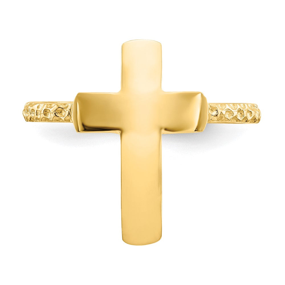 14k Polished Textured Cross Ring Size 7