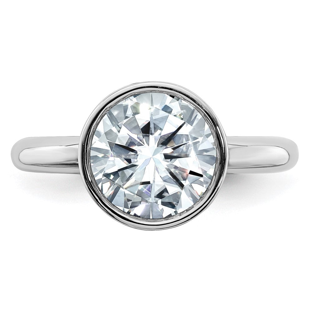Sterling Silver Round Bezel CZ Engagement Ring