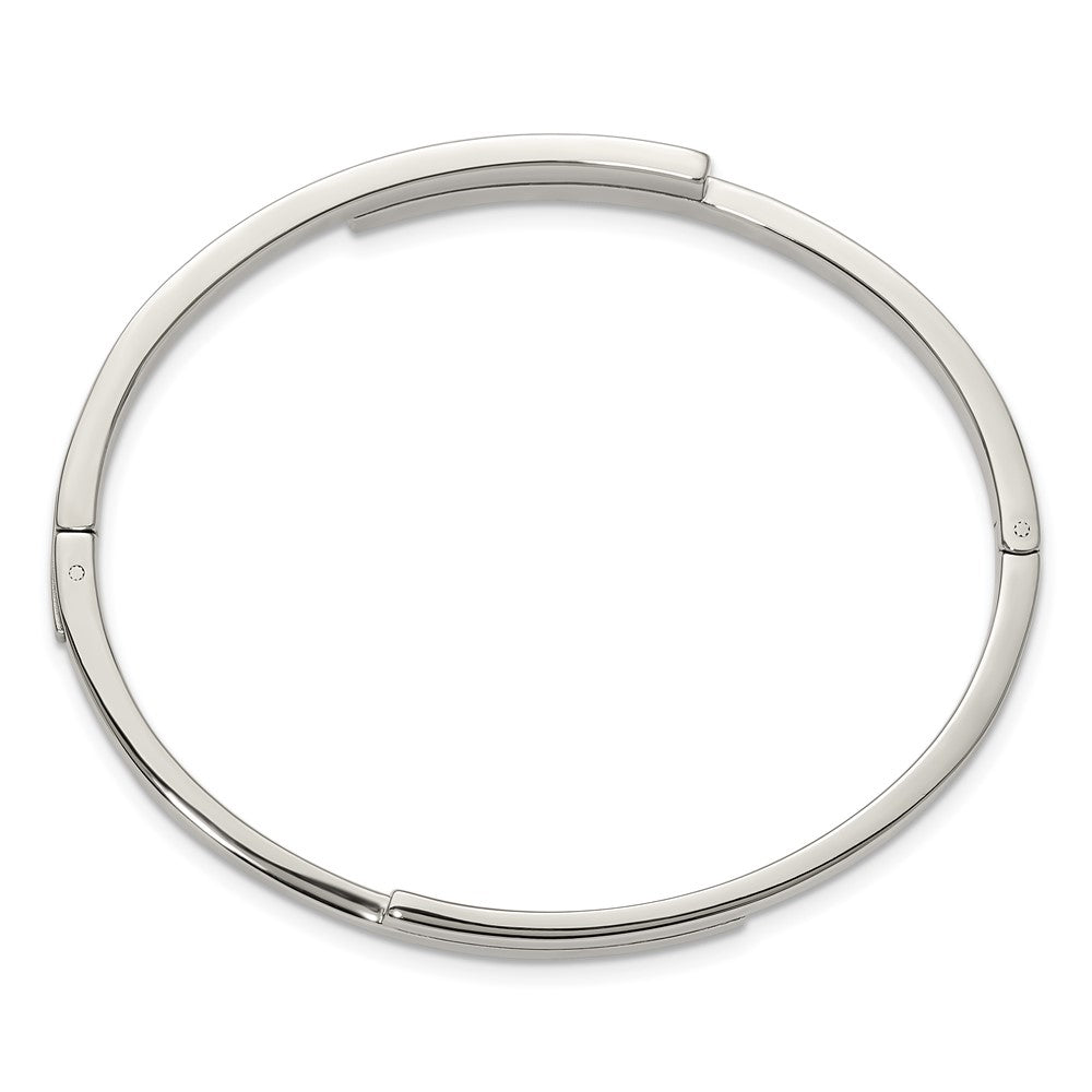 Chisel Stainless Steel Polished with Crystals 6.75 inch Hinged Bangle 6.75 inches