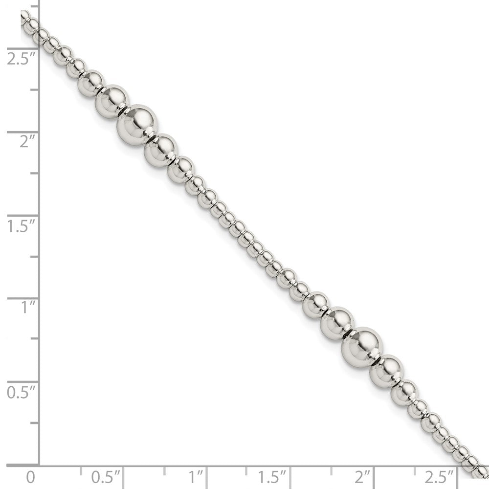 Sterling Silver Round Graduated Beaded Bracelet 7.5 inches