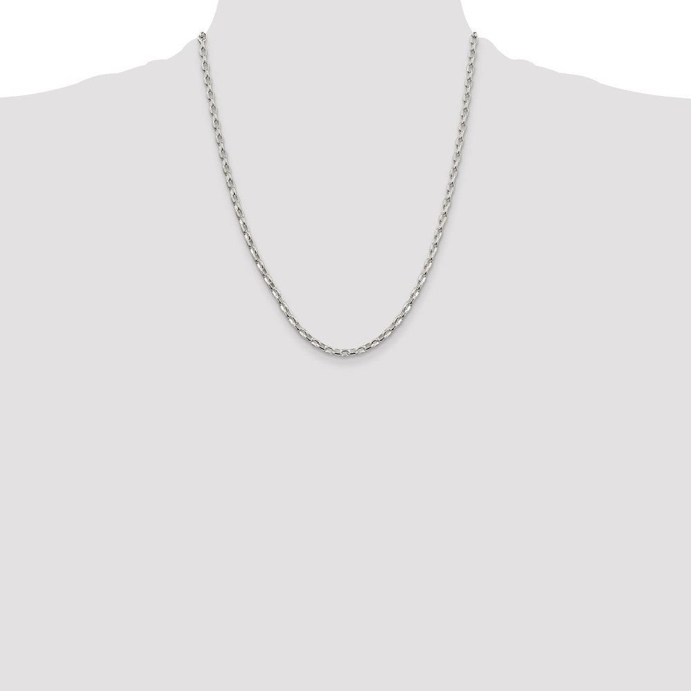 Sterling Silver 3.2mm Oval Fancy Rolo Chain 22 Inches