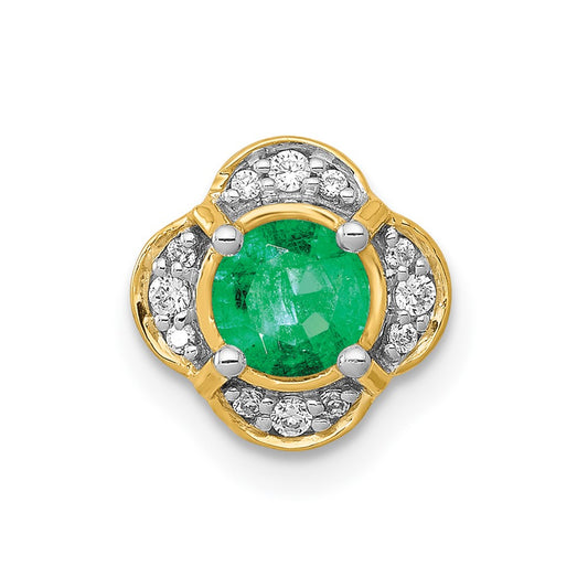 14k Diamond and .33 Emerald Fancy Chain Slide