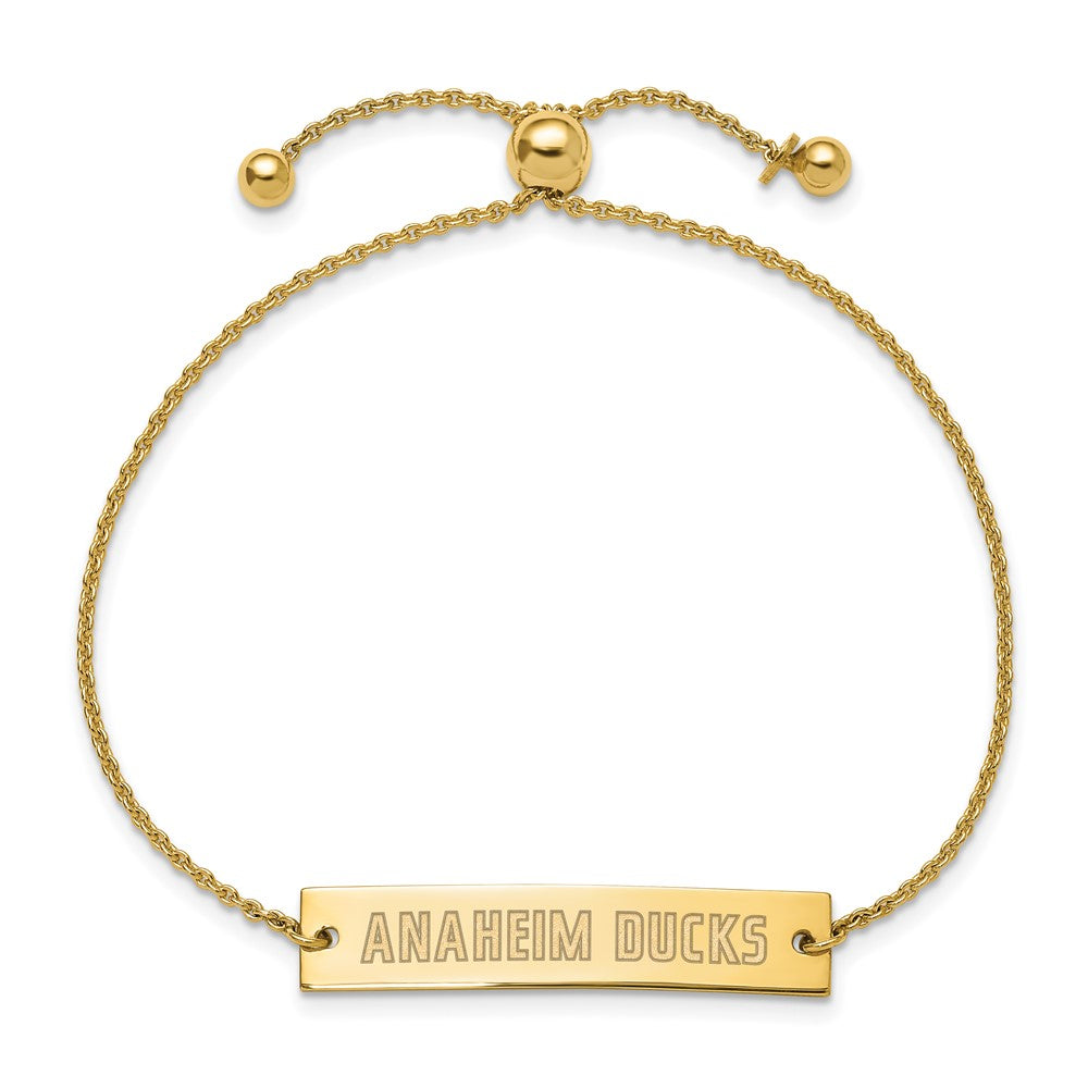Sterling Silver Gold-plated NHL LogoArt Anaheim Ducks Small Bar Adjustable 9 inch Bracelet