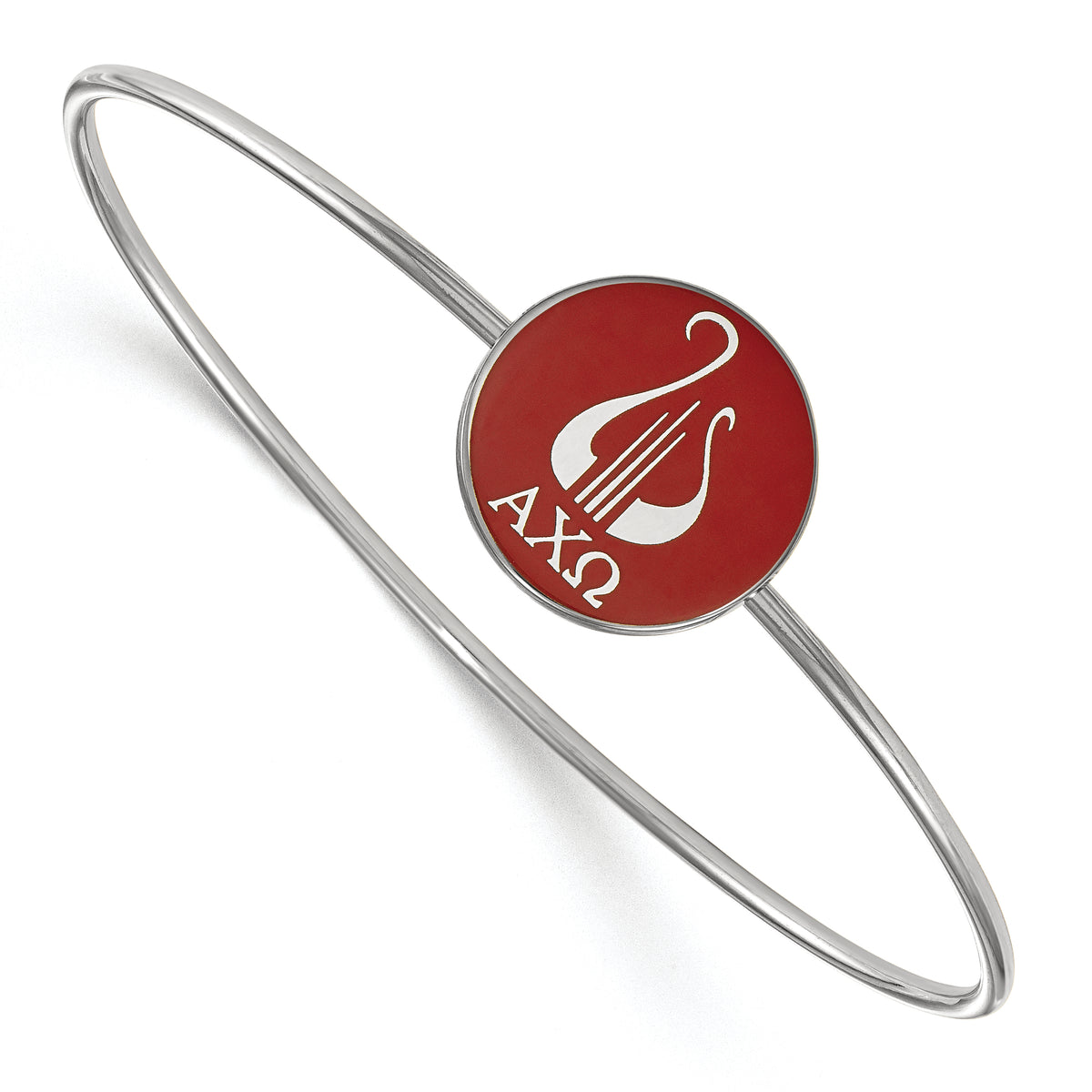 Sterling Silver Official Licensed Greek Sororities 7in Alpha Chi Omega (???) Enameled Slip-on Bangle