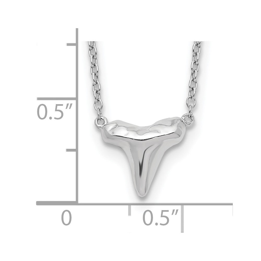Sterling Silver Rhodium-plated Polished Shark Tooth 16 inch with a 2 inch extention Necklace 16 Inches