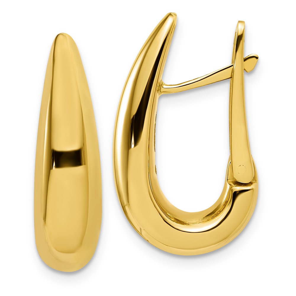 JBN 14K Polished Fancy Tapered Teardrop Hinged Hoop Earrings