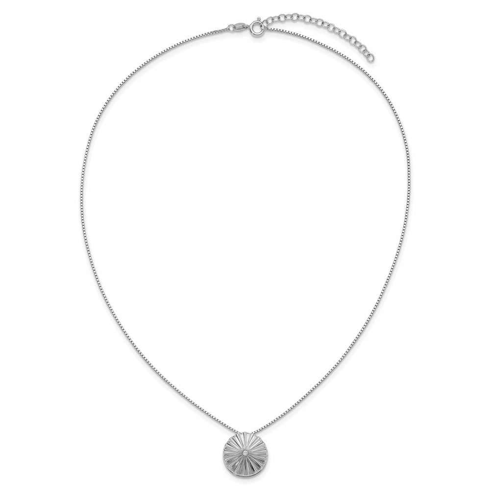 White Ice Sterling Silver Rhodium-plated Fanned Circle with a Diamond 18 inch Necklace plus 2 inch Extender