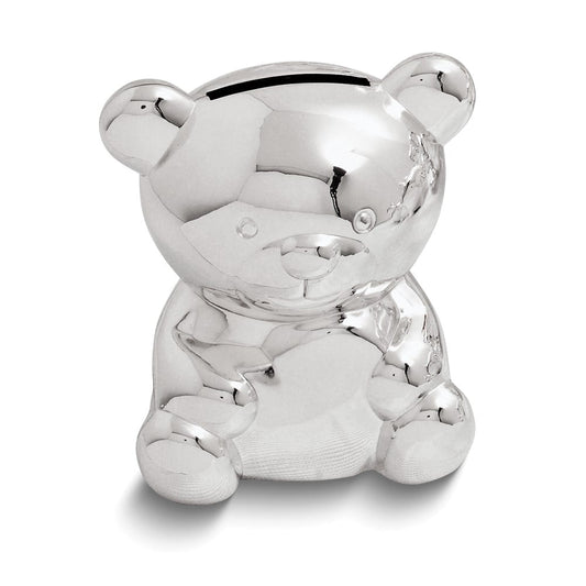 Small Teddy Bear Silver-plated Polished Metal Bank QGM8370
