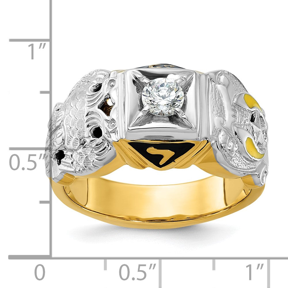 IBGoodman 14k Two-tone Men's Polished and Textured Double Eagle Masonic Shriner's Ring Mounting