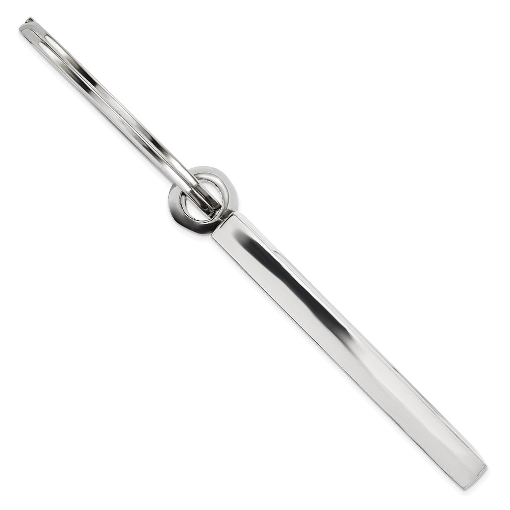 Nickel-plated Polished and Satin Engravable Rectangle Key Ring