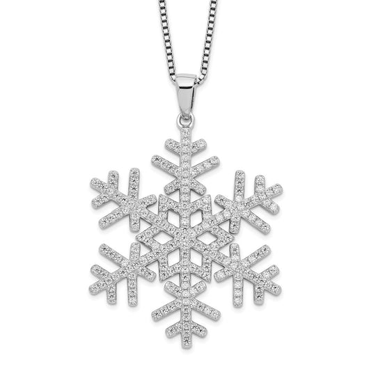 Brilliant Embers Sterling Silver Rhodium-plated 205 Stone 18 inch Micro Pav‚ CZ Snowflake Necklace with 2 Inch Extender 18 Inches