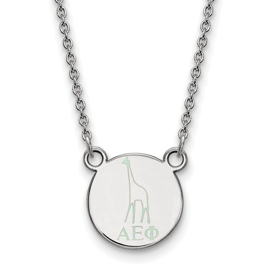 Sterling Silver 18in Official Licensed Greek Sororities Alpha Epsilon Phi XS Enamel Pendant w/Necklace