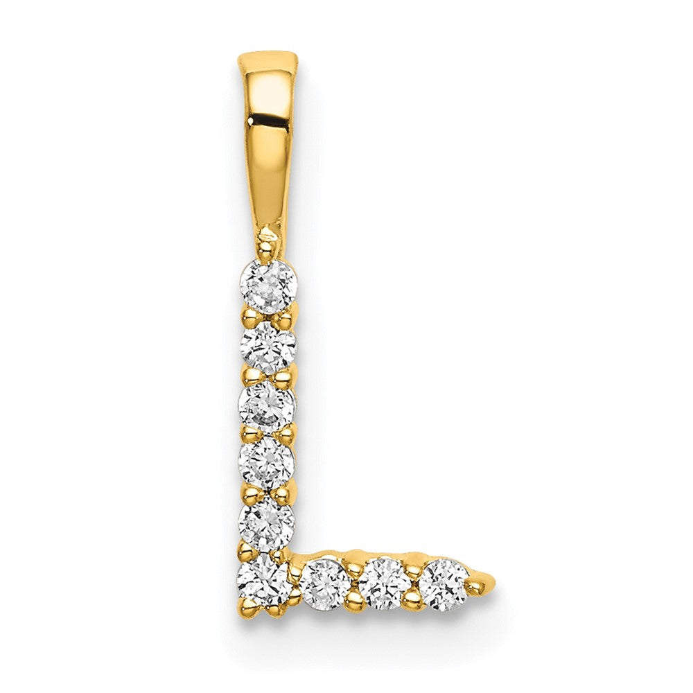 14k 1/10 carat Lab Grown Diamond VS/SI+ G+ Letter L Initial Pendant