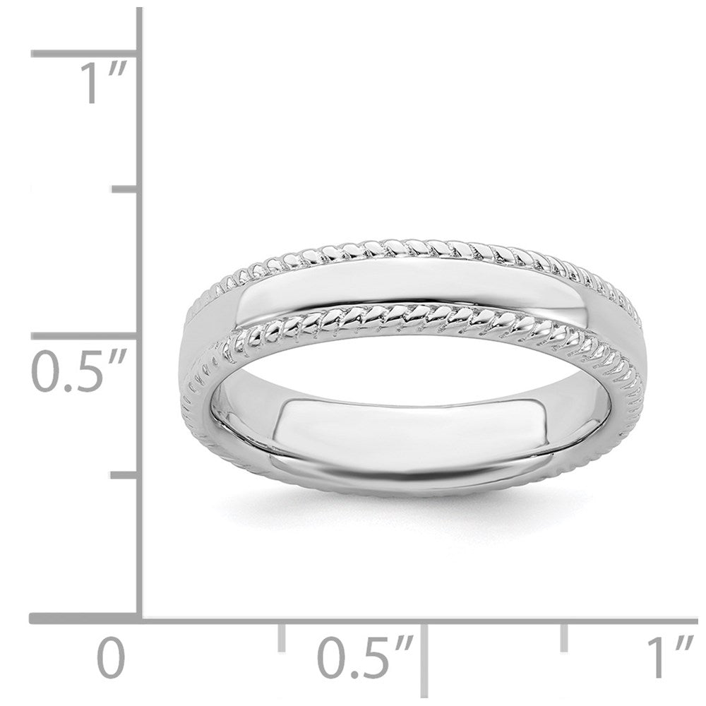 Sterling Silver Stackable Expressions Rhodium Ring Size -6