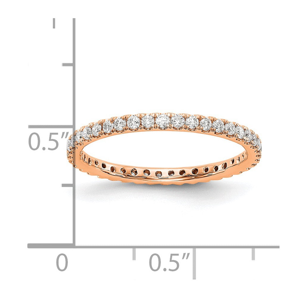 14k Rose Gold 1/2 carat Lab Grown Diamond VS/SI+ G+ Size 8 Shared Prong Eternity Band