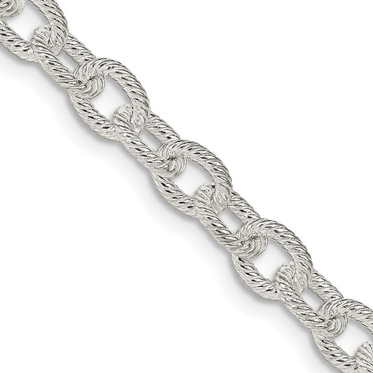 Sterling Silver 6.25mm Fancy Patterned Rolo Chain 16 Inches