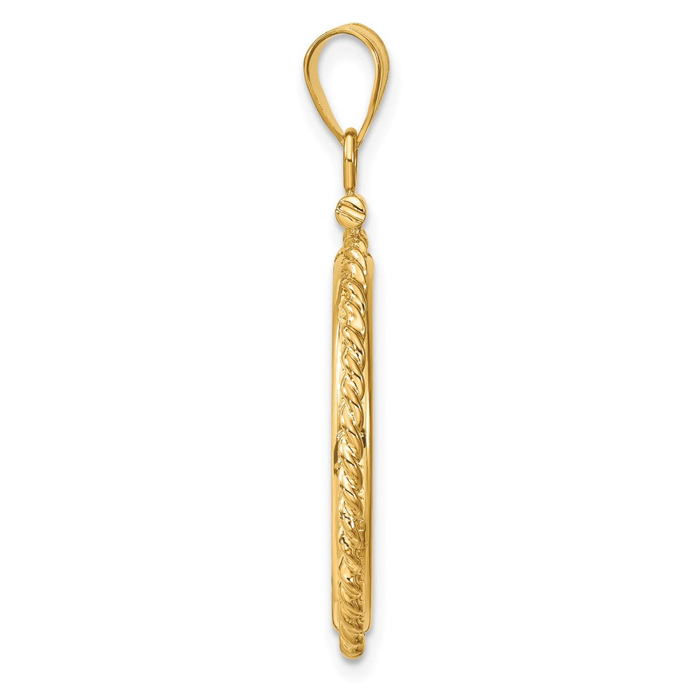 Wideband Distinguished Coin Jewelry 14k Polished Twisted Wire 21.6mm x 1.7mm Screw Top Coin Bezel Pendant