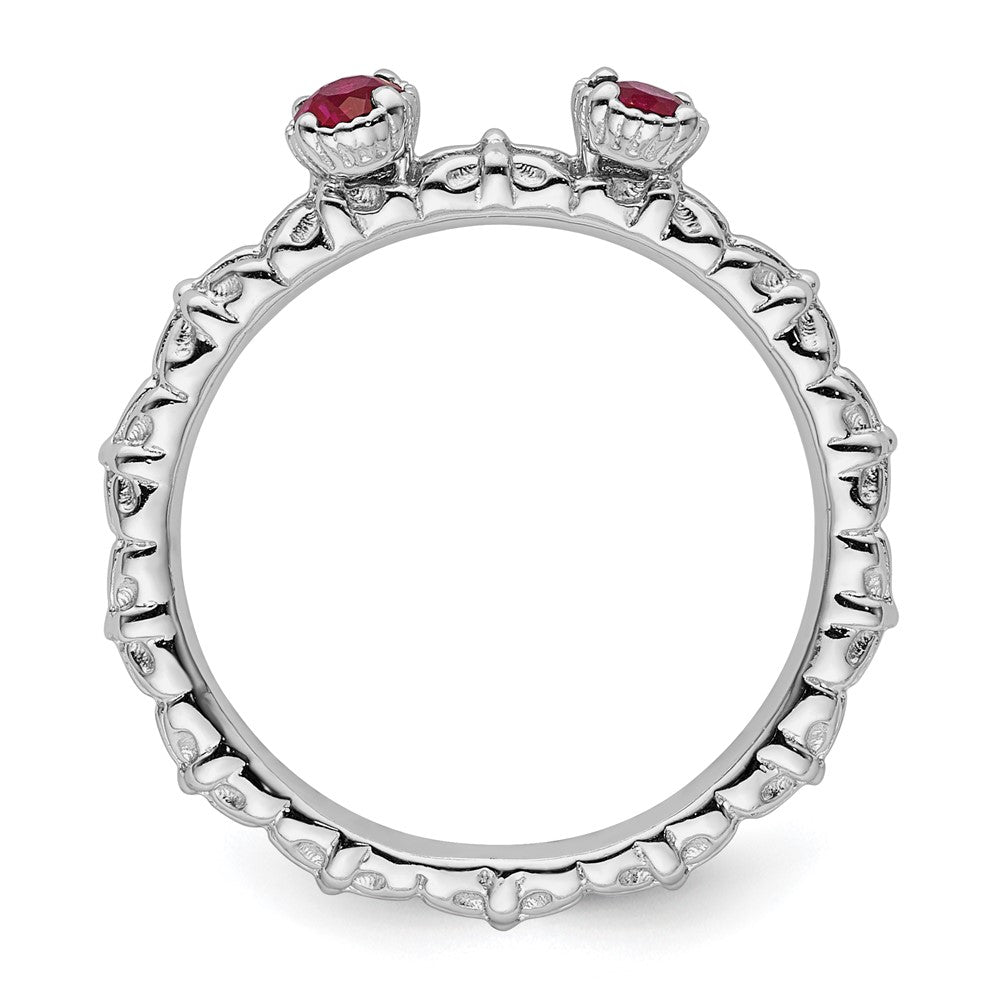 Sterling Silver Stackable Expressions Created Ruby Two Stone Ring Size -8