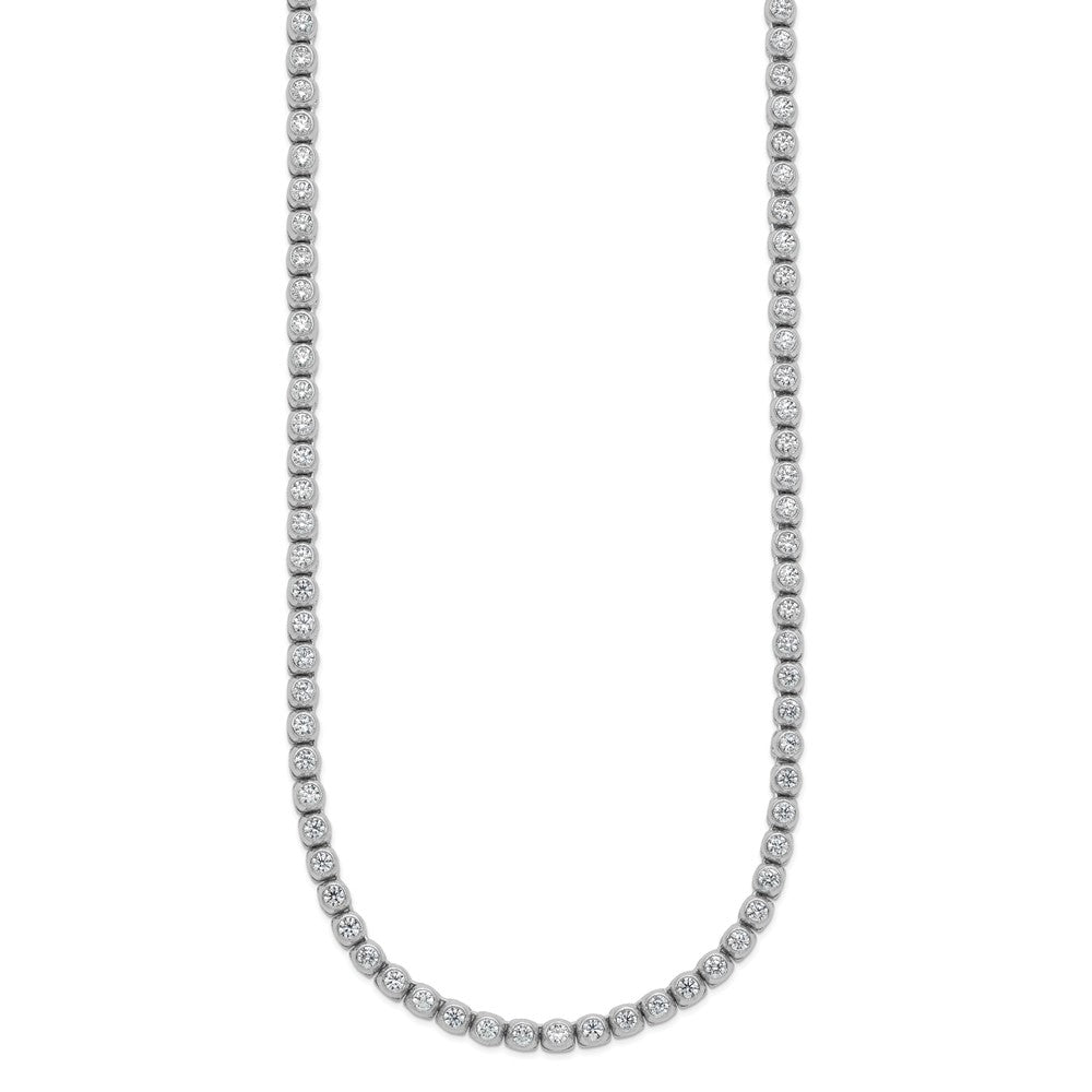 Sterling Shimmer Sterling Silver Rhodium-plated Bezel Set 2.3mm CZ 135 Stone 20 inch Necklace 20 Inches