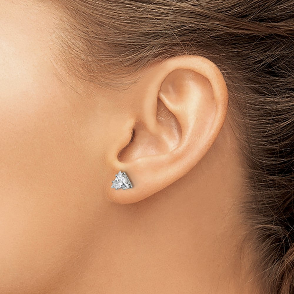 Stainless Steel Polished 6mm Triangle CZ Stud Post Earrings