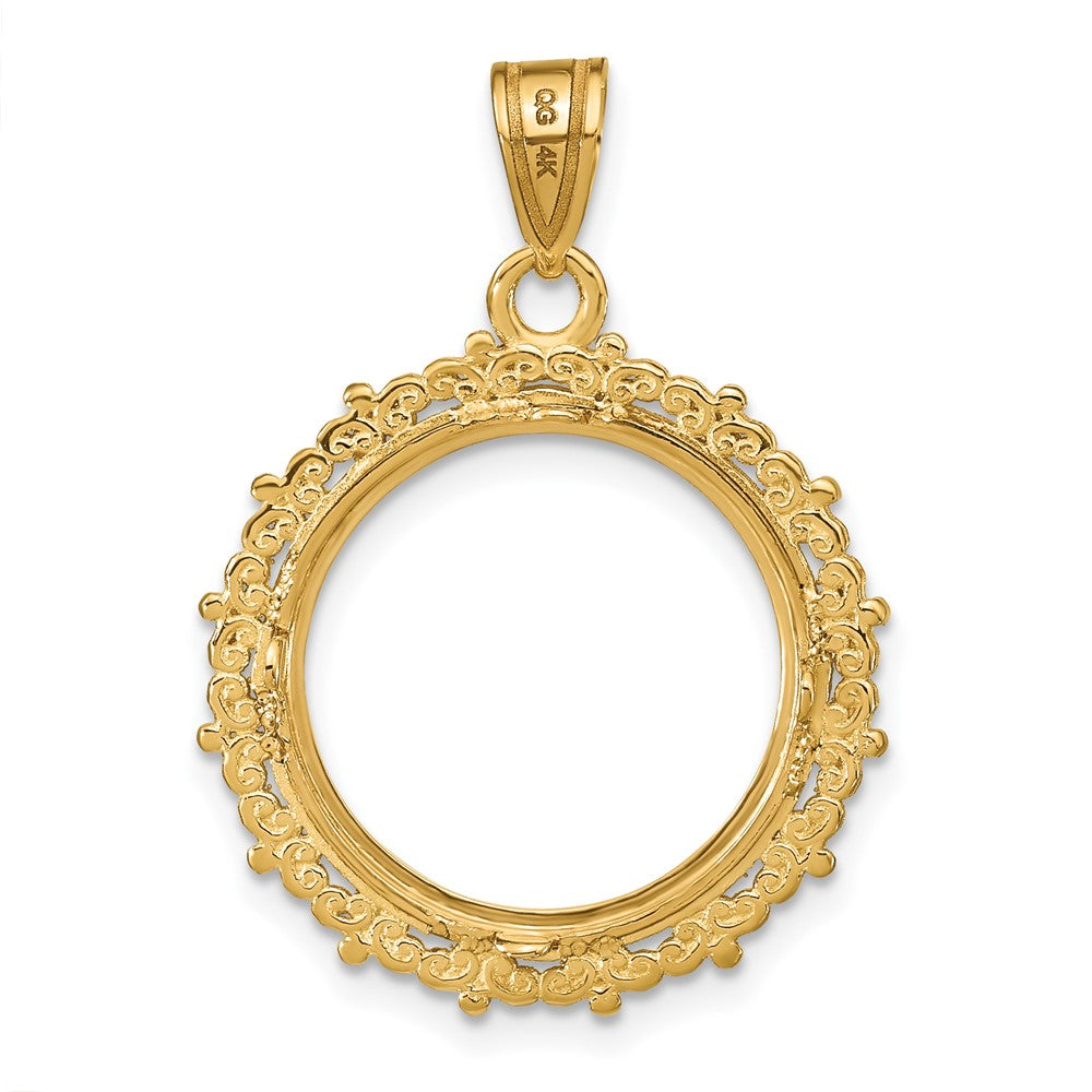 Wideband Distinguished Coin Jewelry 14k Polished Fancy 16.5mm Prong Coin Bezel Pendant
