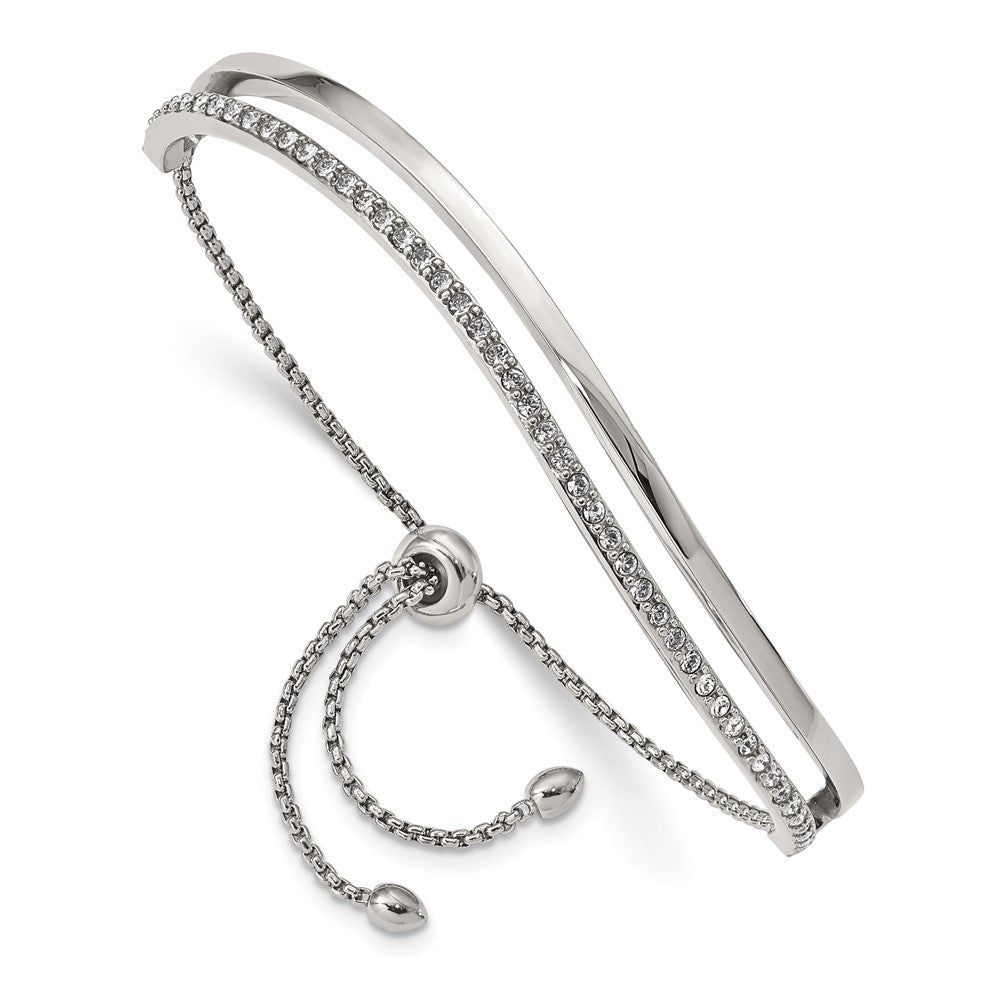 Stainless Steel Polished with Crystals from Swarovski Adjustable Bangle