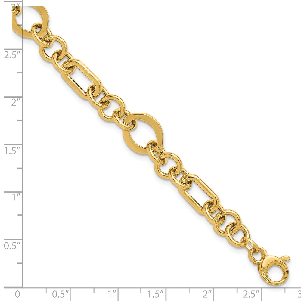 14K Polished Fancy Link Bracelet 7.5  inches