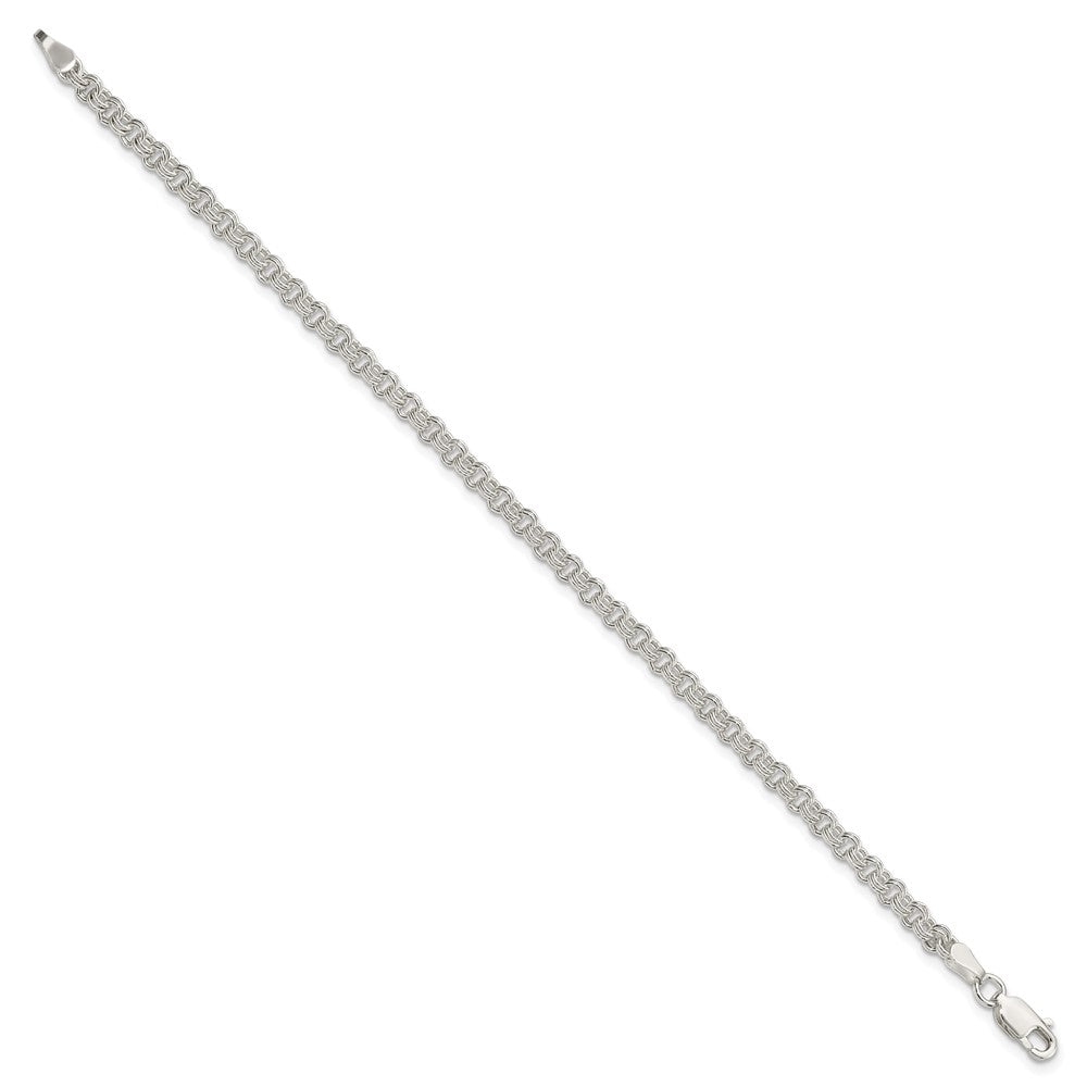 Sterling Silver 3mm Double Link Charm Bracelet 8 inches