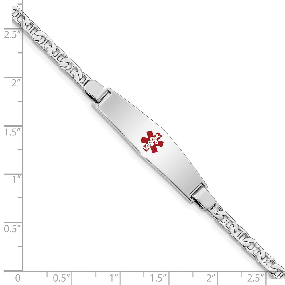 Sterling Silver Rhodium-plated Medical ID Anchor Link Bracelet 8 inches