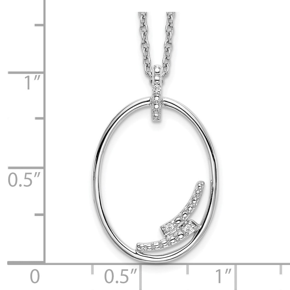 White Ice Sterling Silver Rhodium-plated 18 Inch Diamond Open Oval Necklace with 2 Inch Extender 18 Inches