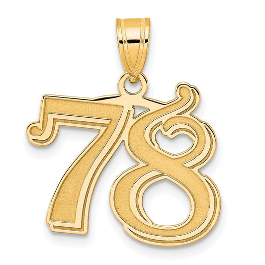 14k Polished Etched Number 78 Pendant