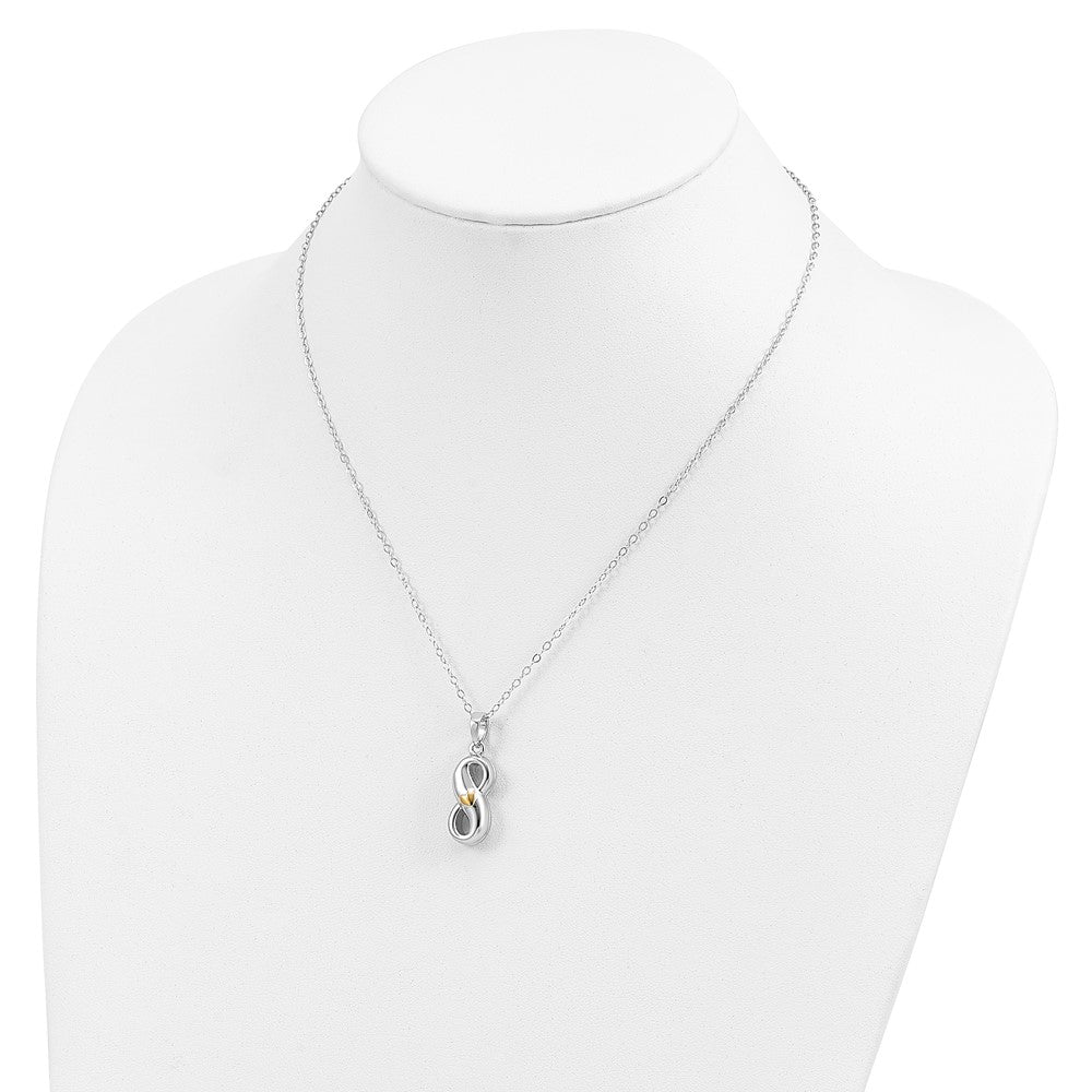 Sentimental Expressions Sterling Silver Rhodium-plated Gold-tone Heart Accent Infinite Love Ash Holder 18 Inch Necklace 18 Inches