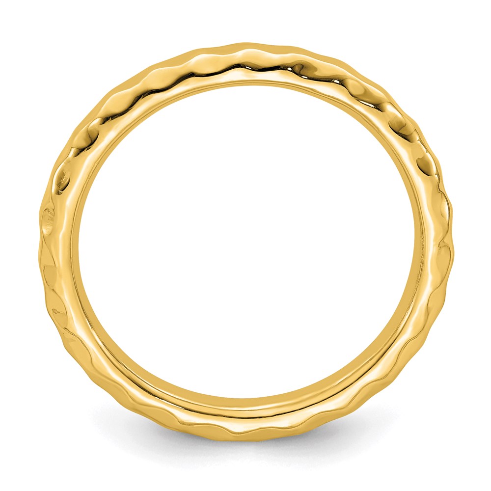 Sterling Silver Stackable Expressions Gold-plated Hammered Ring Size -10