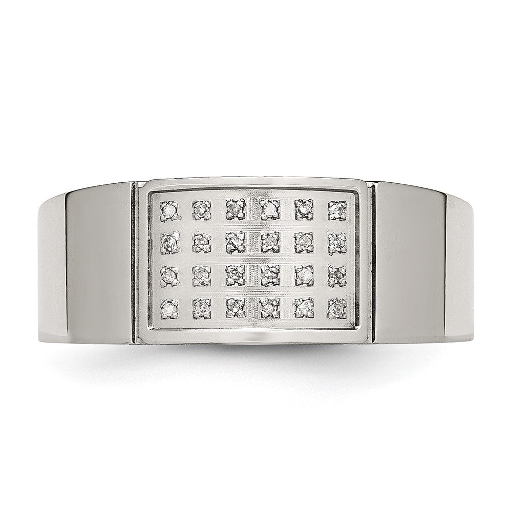 Stainless Steel Polished 1/10ct Diamond 9.5mm Band Size - 8.5